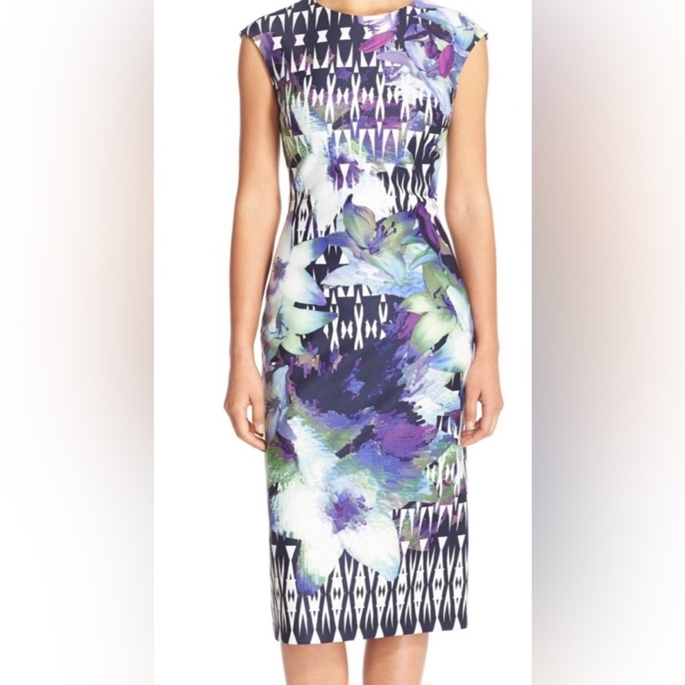 Vince Camuto Blue Body-con dress Printed Floral